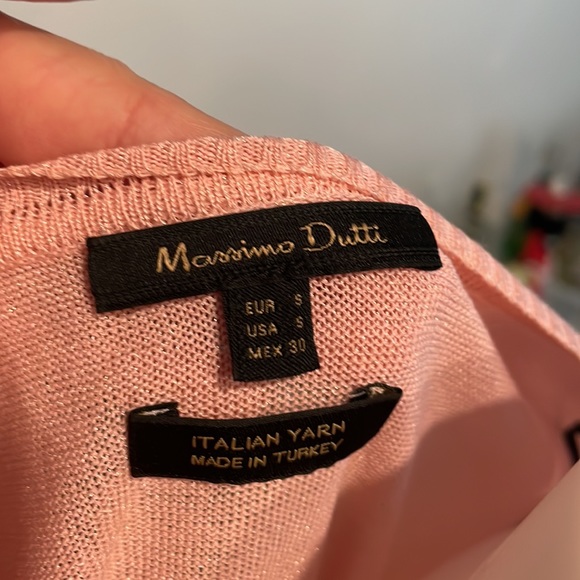 NWOT Massimo Dutti Shimmery Pink Cut-Out Shoulder Top sz S - Picture 4 of 5